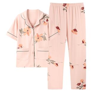 妈妈睡衣2026新款女士夏季中老年大码春秋款纯棉可外穿家居服套装