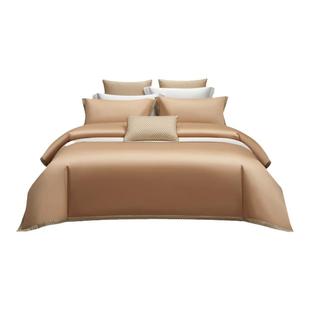 轻奢简约40支全棉斜纹印花四件套纯棉素色被套床单多件套床上用品