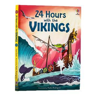 Usborne出品 维京海盗的24小时 英文原版科普漫画 24 Hours with the Vikings 精装全彩图画书 少儿英文课外阅读故事书 精美插图