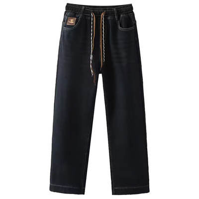 大码胖mm秋冬加绒厚松紧腰牛仔裤