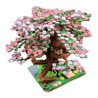 樱花树屋积木成人玩具摆件