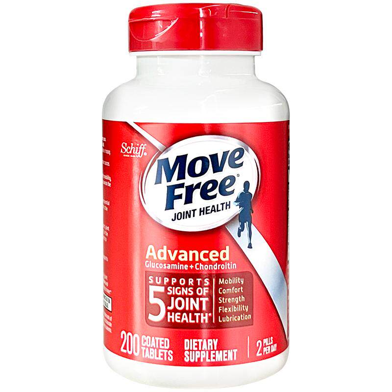 MoveFree益节氨糖软骨素钙片中老年护关节经典款红瓶维骨力200片