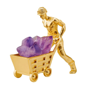 天然水晶矿石标本原石摆件合金矿工儿童礼物玩具书桌酒柜客厅摆件