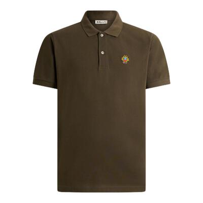 【尊享折扣】BALLY巴利家徽墨绿色棉质男士polo衫6311719