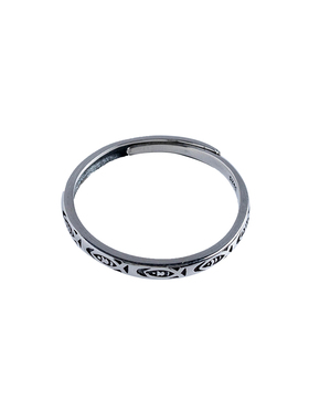 好运复古纯银可调节戒指小众指环