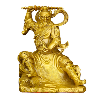 纯黄铜王灵官神像摆件护法神将太乙雷声应化天尊门神铜像大号灵官