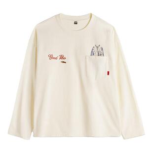 马登工装美式印花口袋长袖T恤纯全棉舒适圆领打底内搭体恤男款春