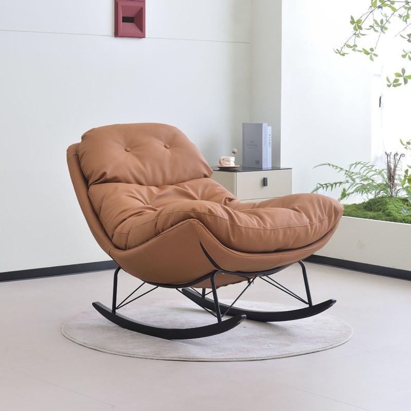 生态真皮摇摇椅懒人可睡椅子家用躺沙发单人羽绒加大阳台休闲号躺