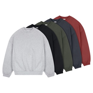 IDLT 500g重磅加绒加厚 短宽廓形落肩套头卫衣宽松百搭保暖欧美潮