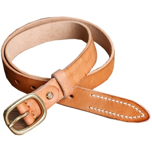 JUUZ LAN手工皮带女真皮针扣纯牛皮铜扣裤带头层牛皮休闲百搭腰带