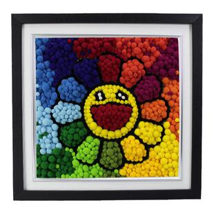 tufting装饰画框太阳花油画框简约diy毛球画外框定制装裱画相框