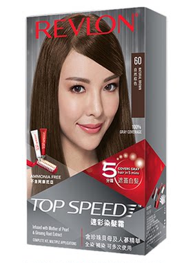 露华浓速彩染发霜5分钟染发系列 遮盖白发染发剂膏男女自然棕色