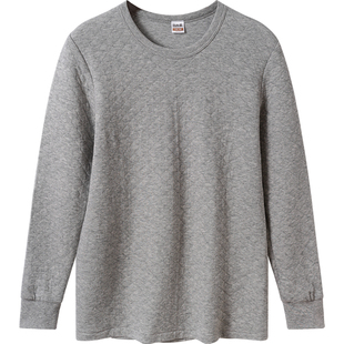 宜而爽男士秋冬三层加厚保暖秋衣中老年大码宽松棉质单件上衣睡衣