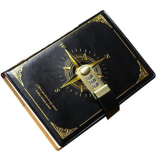 简约清新学生可爱密码本礼盒礼物奖品定制带锁A5复古指南针记事本精致礼品日记本笔记本幼儿园儿童手账本奖励