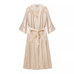 聂九罗同款』桑罗重磅真丝系带真丝睡袍100%桑蚕丝女家居服可外穿