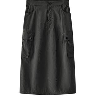 森马半身裙女夏肌理防晒凉感开叉工装裙时尚休闲潮酷高街户外长裙