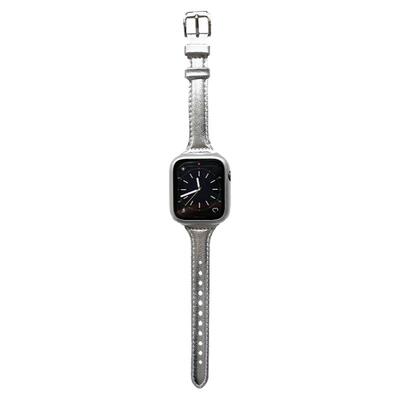 香槟金真皮银色适用iwatch表带女