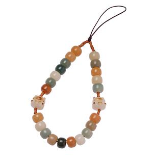 琼睿菩提猫爪串珠手机链挂件绳短款吊坠男女防丢手机壳挂绳手腕绳钥匙挂件招财猫挂饰指环扣挂绳中国风挂链