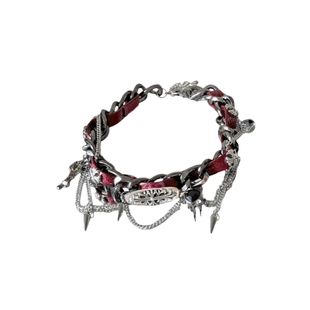 chocker缠绕铆钉金属皮革项圈克罗朋克爱心少女y2k亚文化小众项链