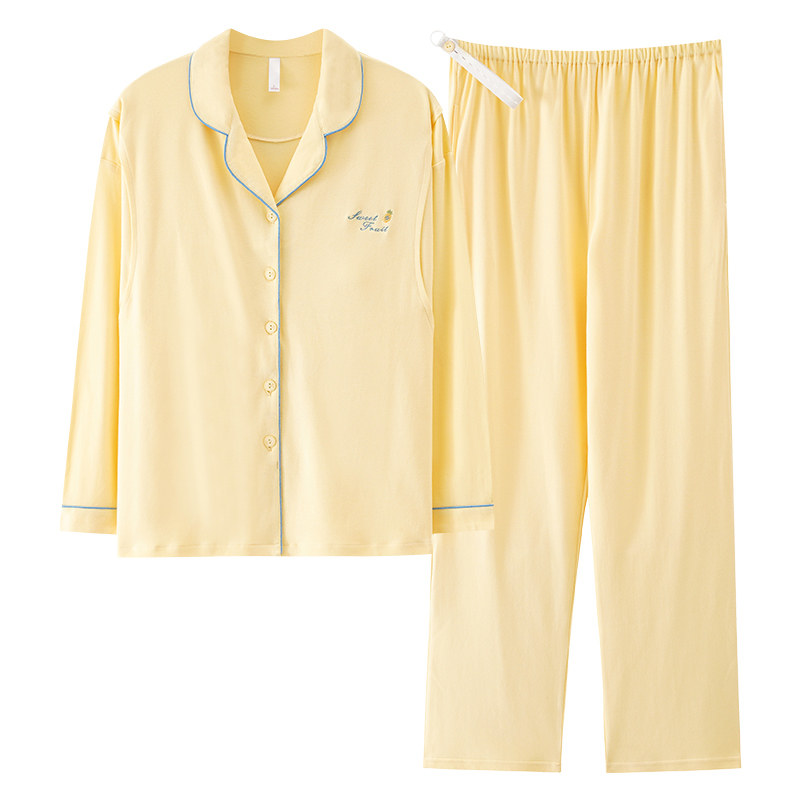 带胸垫月子服孕妇睡衣女大码