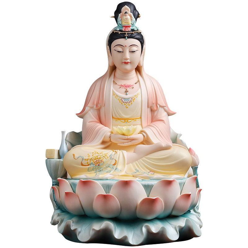 陶瓷观世音菩萨佛像摆件供奉家用