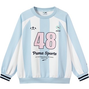 PUMA彪马童装秋季新款儿童长袖卫衣女童圆领卫衣球衣风运动上衣