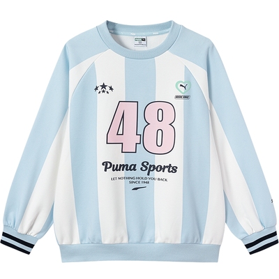 PUMA彪马童装秋季新款儿童长袖卫衣女童圆领卫衣球衣风运动上衣