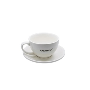 CARATBEAN 拉花杯300ml +碟  陶瓷咖啡杯简约白色（无外包装盒）