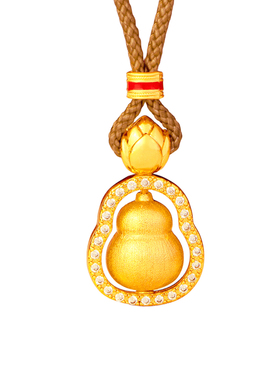 镀黄金色拉丝镶钻项链百搭挂坠