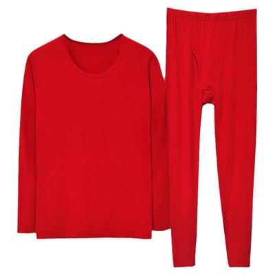 本命年大红色纯棉秋衣男