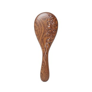 周广胜天然南美酸枝银藤福禄雕花气垫按摩梳女士专用顺发护发蓬松