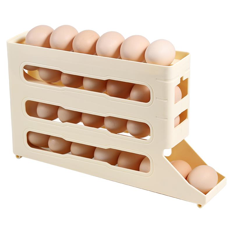 鸡蛋收纳盒冰箱用侧门滑梯式放鸡蛋架托自动滚动整理神器存放盒子