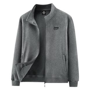 吉普JEEP纯棉外套男春秋款中老年人男装爸爸装70岁休闲运动薄夹克