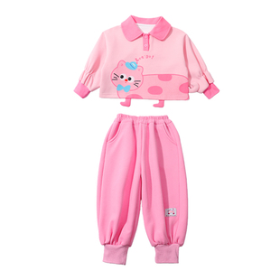 女童套装春季2026新款洋气儿童巨好看春装女宝宝polo领卫衣两件套