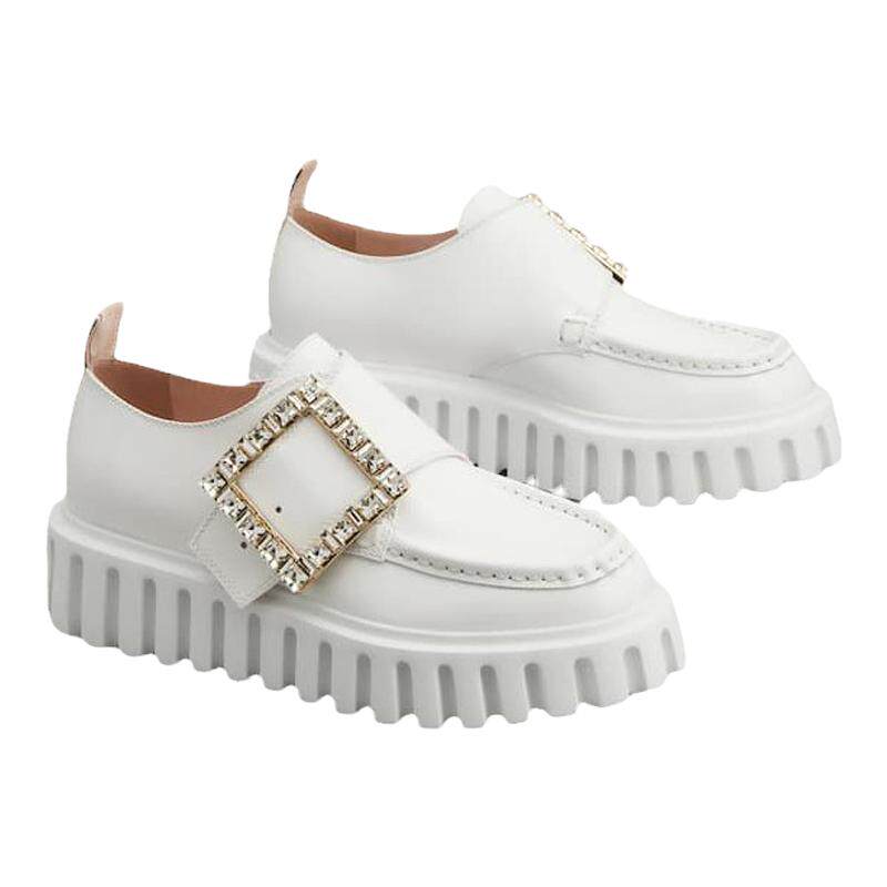 Roger Vivier/罗杰·维维亚女鞋漆皮鞋面带钻扣横带设计乐福鞋