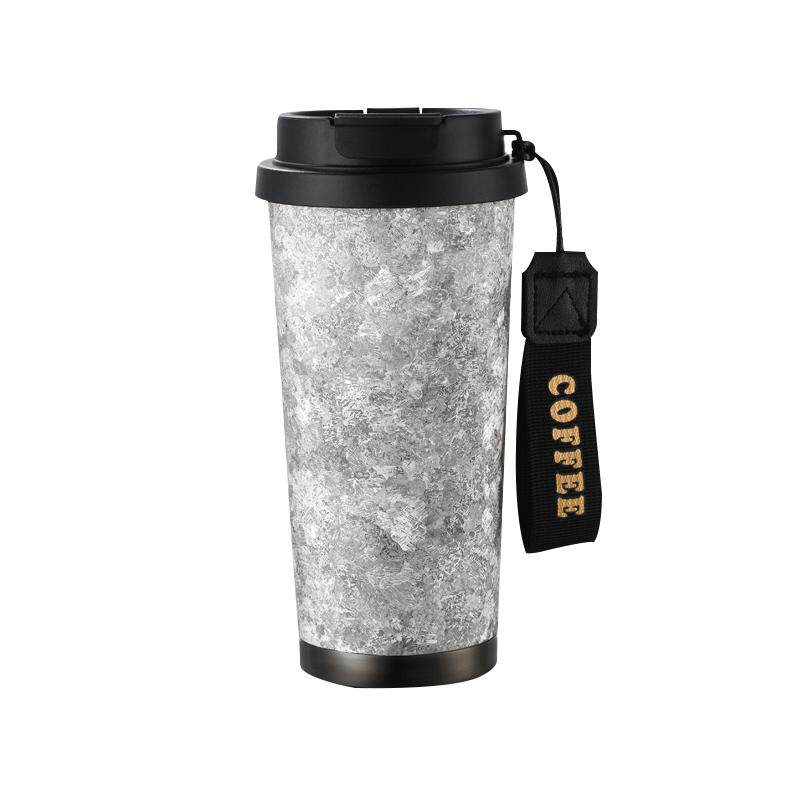 【官旗正品】百宝泉纯钛咖啡杯情侣高端保温杯吸管水杯双层纯钛杯