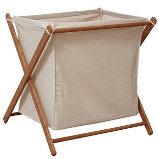 掬涵脏衣篓实木布艺可折叠脏衣篮家用脏衣筐卧室浴室衣服收纳筐