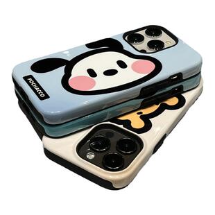 趣味可爱卡通帕恰狗手机壳适用于iPhone17/16二合一亮面菲林壳苹果12/13/14/15promax硅胶保护套情侣软壳硬女