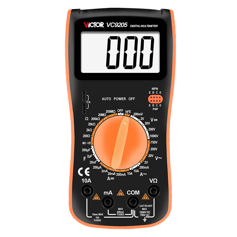 胜利仪器数字万用表VC9205大屏幕数显万能表全保护电路万用表9208
