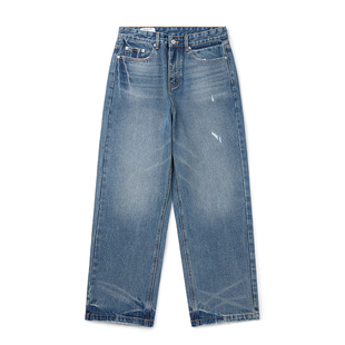 VMCL闪电破洞 日系复古水洗宽松直筒牛仔长裤男潮24AW vermicelli