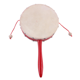 羊皮木质拨浪鼓传统儿童玩具套组4寸6寸摇摇鼓男孩女孩手摇鼓手鼓