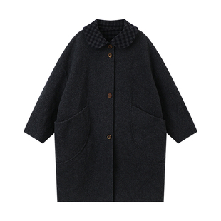 布丁哈鲁冬装女童童装外套2026秋冬季新款儿童长款双面穿呢大衣