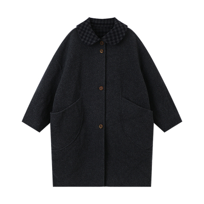 布丁哈鲁冬装女童童装外套2025秋冬季新款儿童长款双面穿呢大衣