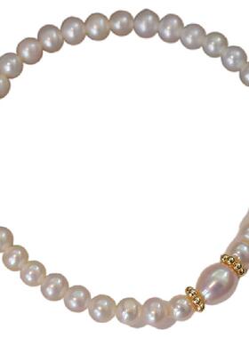 小立交 强光4.5-5mm近圆淡水珍珠梅花隔珠点缀轻奢手链礼物高级感