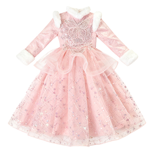 女童连衣裙冬装2025新款女孩生日礼服公主裙冬季儿童主持人演出服