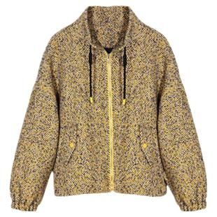 邑品蝙蝠袖毛呢外套女短款2026春装新款宽松高领防风羊毛呢子大衣