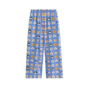 芬腾2026新款纯棉睡裤女春夏可爱小狗薄款单裤宽松直筒长裤家居裤