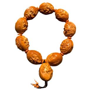 高端双面十八罗汉橄榄核手串男款雕刻核雕文玩精雕写实18罗汉男士