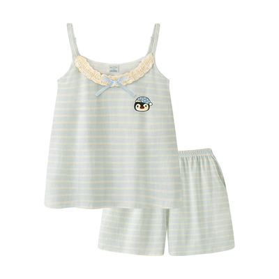 纯棉吊带睡衣女款夏季家居服套装