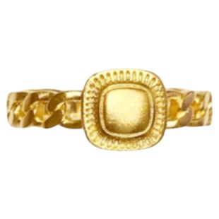 流金岁月18K金复古小面包戒指女vintage风纯银小方糖指环方形礼物